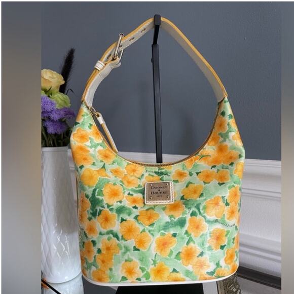 Dooney and Bourke Yellow Floral Petunia Shoulder Bucket Bag NWT Y2K Boho Retro - Picture 16 of 16